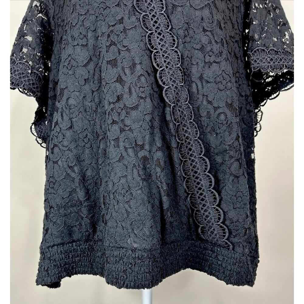 Torrid Black Floral Lace V-Neck Puff Sleeve Cropped Blouse Plus Size 5X (28) - Picture 10 of 12